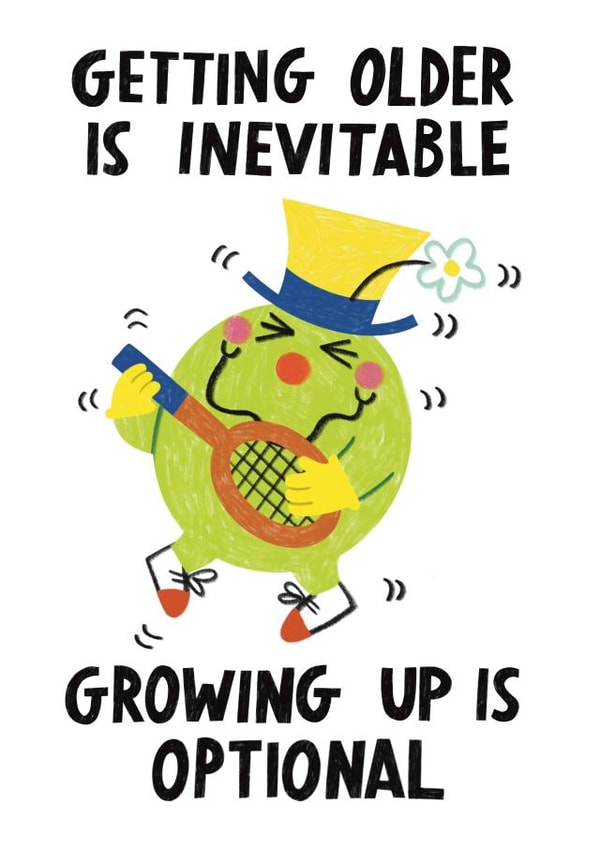 Funny Mr. Men Birthday Card - Growing Up Is Optional! - Mr. Funny created by Mr. Men