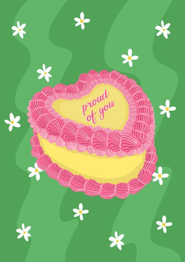 Cute Congratulations Well Done Card - Proud of You Vintage Heart Cake Card created by byRosybum