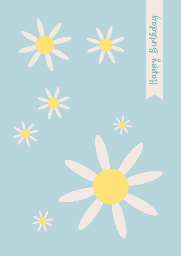 Happy Birthday Pastel Daisy Flower Card – Elegant & Charming created by Ella Designs