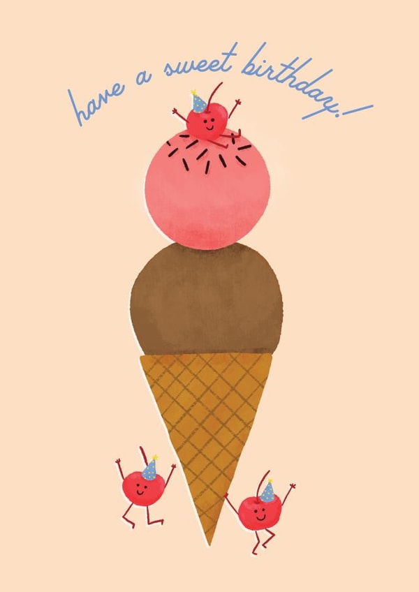 Adorable Ice-Cream Cone Birthday Card - Ice Cream-Lover created by Emma Brooks Creative