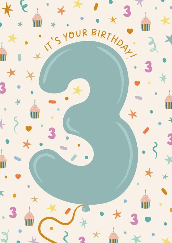 Cute 3rd Birthday Card for a Little Boy created by The Pattern Press