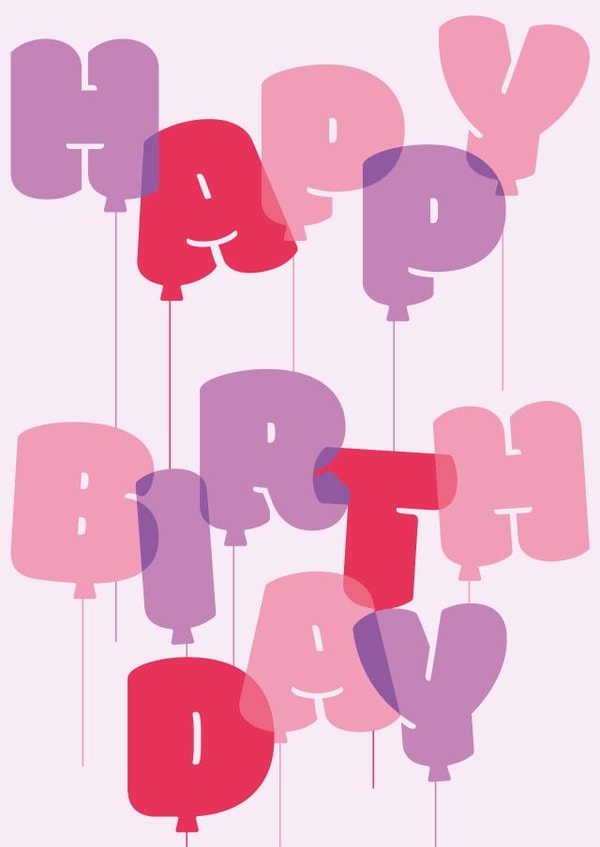 Cute Birthday Card - Pink and Purple Balloons created by Dicky Bird