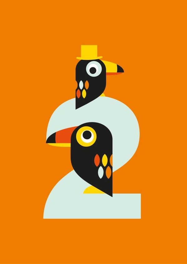 Cute Birthday Card - 2nd - Toucans created by Dicky Bird