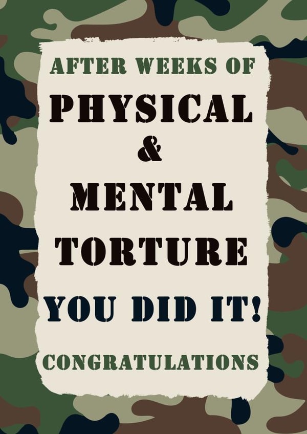 Military Congratulations Card - Graduation - Basic Training - Camouflage - Recruit created by Jolly Ginger Cards