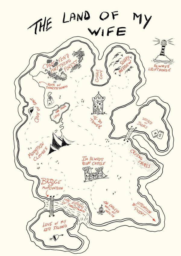 Cute funny map of wife quirks. Anniversary, valentines eta. created by Daniel s Chivers