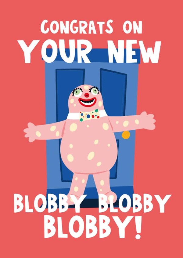 Nostalgic New Home Card - Mr Blobby - Congrats created by Lucy Maggie Designs