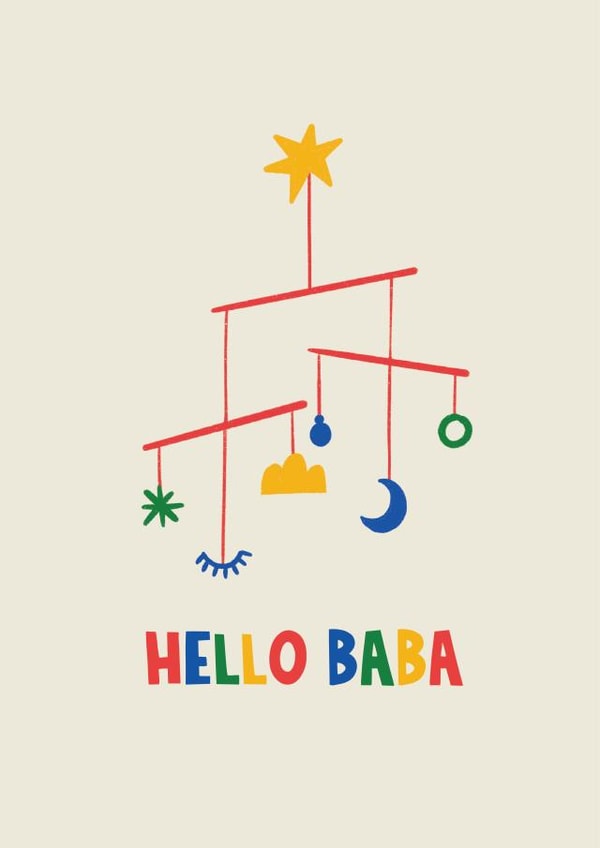 Minimalist New Baby Card - Mobile - Hello Baba created by Lucy Maggie Designs