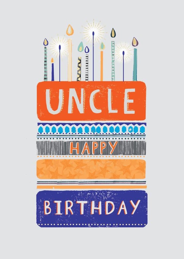 Classic Birthday Card - Uncle - Birthday Cake, Sparklers and Candles created by Orchard Design House
