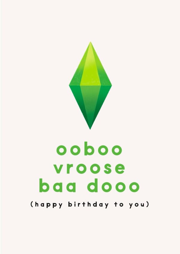 Funny Birthday Card - Sims Ooboo Vroose Baa Dooo created by Tillie Rose Studio