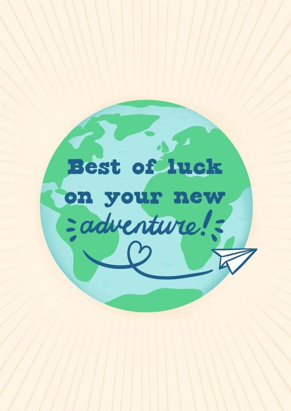 Cute best of luck card for family or friend who is moving town or county or a colleague leaving for a new job created by Kamiya Chirodian