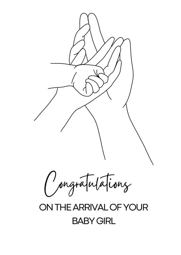 Minimalist New Baby Card - Fine Line Art - Congratulations - Baby Girl created by Bethany Draws Things
