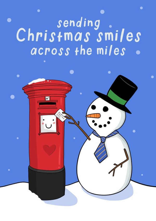 Cute Christmas Card - Christmas Smiles Across the Miles - Tell them ‘I Miss You’ created by Running with Scissors