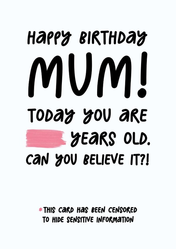Funny Mum Birthday Card - Old Joke Card - Birthday Card For Mum - Oldie created by Silly Billy