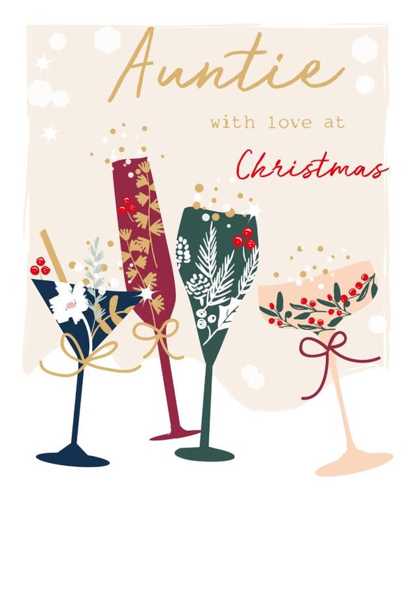 Classic Christmas Card - For Auntie - Festive Christmas Cocktails - Bubbly Fizz created by SABIVO Design by Sabina