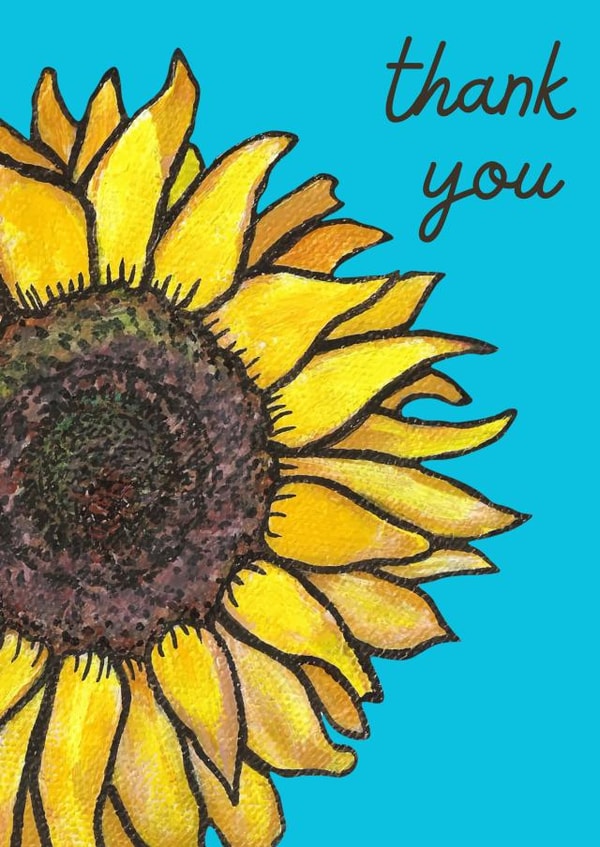 Uplifting sunflower thank you card blank for your message created by Plant Based Paintings