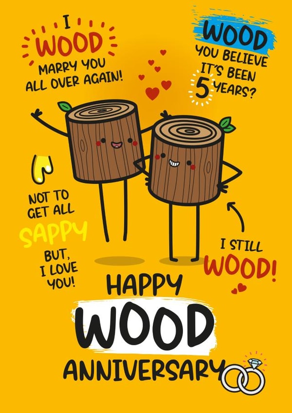 Funny Anniversary Card - 5th Anniversary - Wood Anniversary created by Twisted Haggis