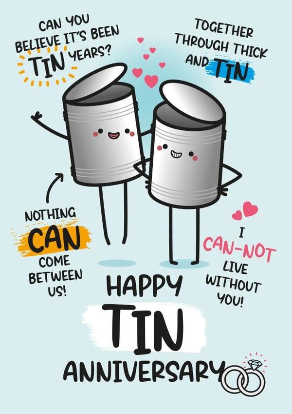 Funny Anniversary Card - 10th Anniversary - Tin Wedding Anniversary created by Twisted Haggis