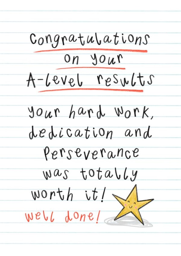 Heartfelt Exam Congratulations Card - A-level Results created by Muses & May 