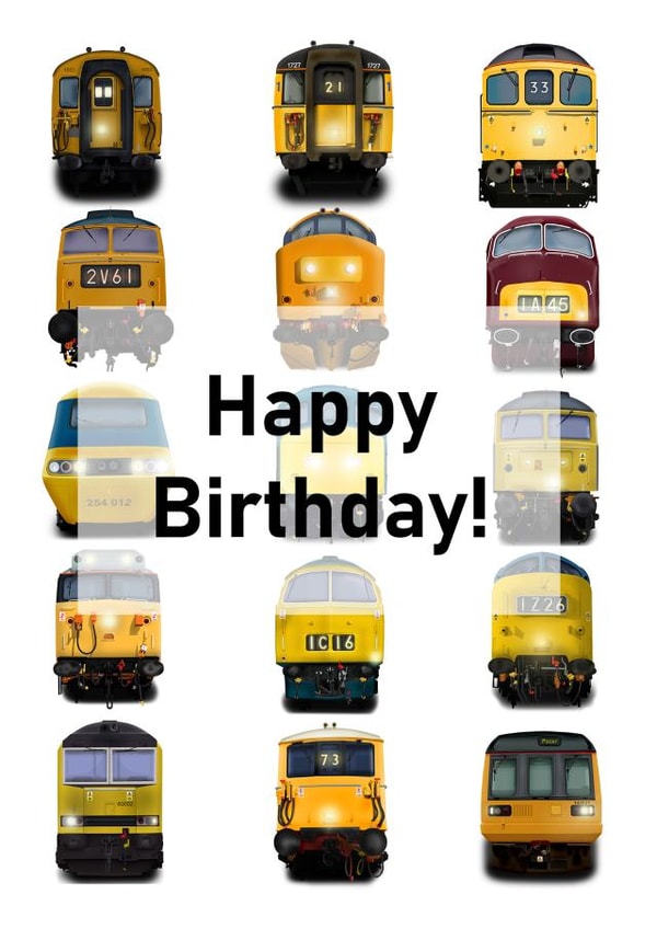Railway Enthusiast Birthday Card with Various Trains created by James Watts