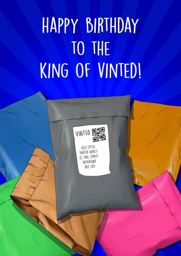 Funny Birthday Card - For Him - Vinted King created by Poppy & Mabel 
