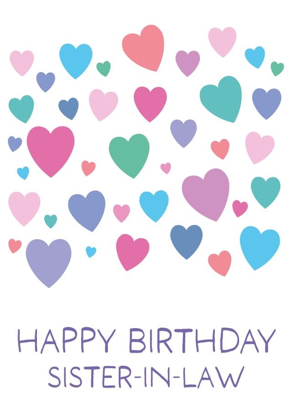Cute Birthday Card - For Sister-In-Law - Colourful Hearts created by size3art