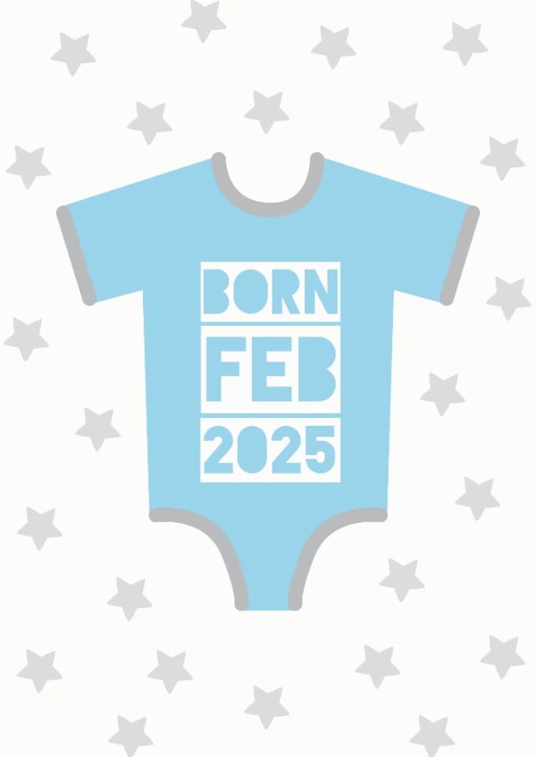 Cute New Baby Card - For Boy - Born February 2025 created by Tangerine Lamp