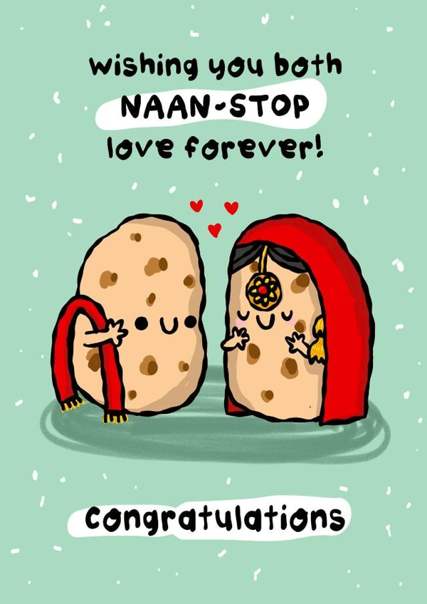 Funny Wedding Card - Naan-Stop Love - Indian Wedding created by The Playful Indian