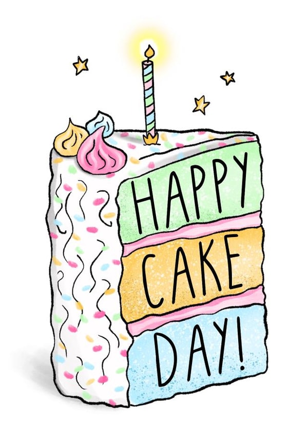 Happy Birthday Card - Happy Cake Day - For Her created by Sketchy Print Co