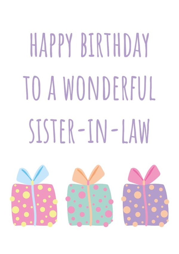Cute Birthday Card - Wonderful Sister-In-Law - Colourful Birthday Gifts created by size3art