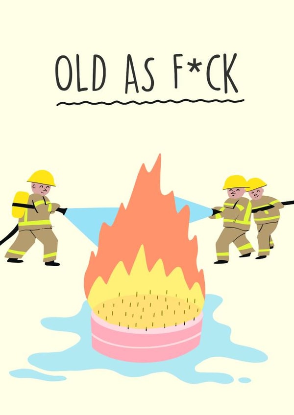Cheeky Birthday Card - Firefighters Extinguishing Birthday Cake created by Bellollage