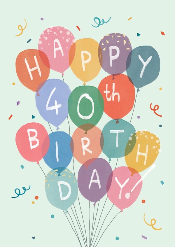 Classic 40th Birthday Card - Bunch of Balloons created by Orchard Design House
