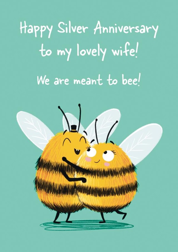 Cute 25th Anniversary Card - Silver - Bees - My Lovely Wife created by Hannah Jayne Lewin