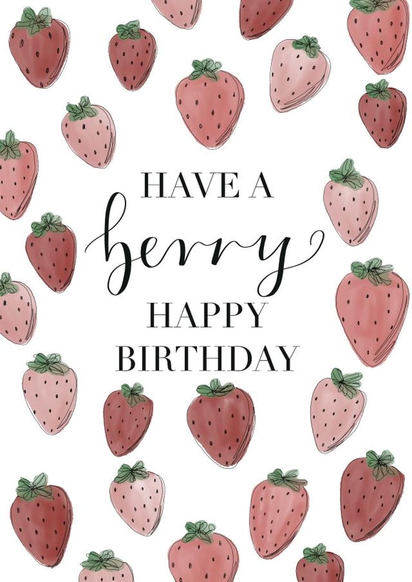Cute Strawberry Happy Birthday Card created by ArtbyIzzyKarin