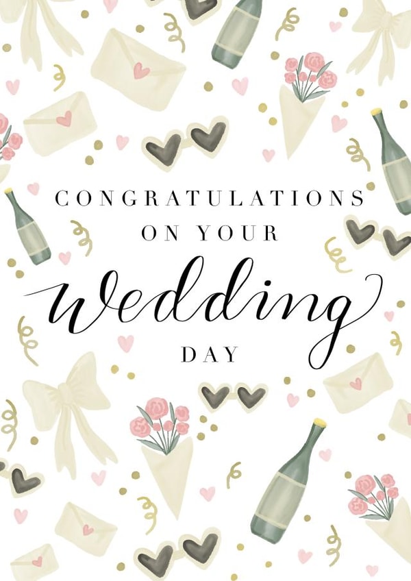 Classic Wedding Card - Congratulations - Champagne created by ArtbyIzzyKarin