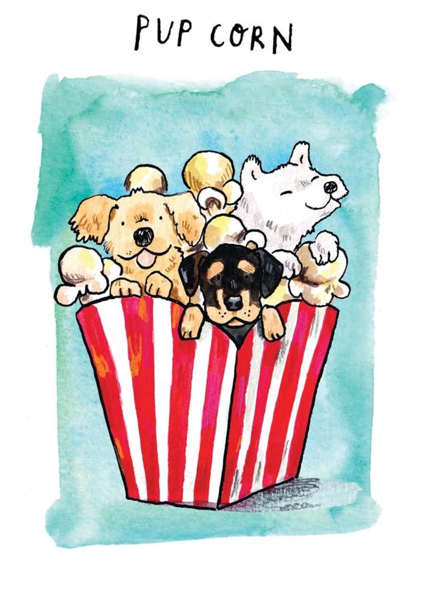 Funny Everyday Card - Pup Corn - Popcorn created by Jelly Armchair