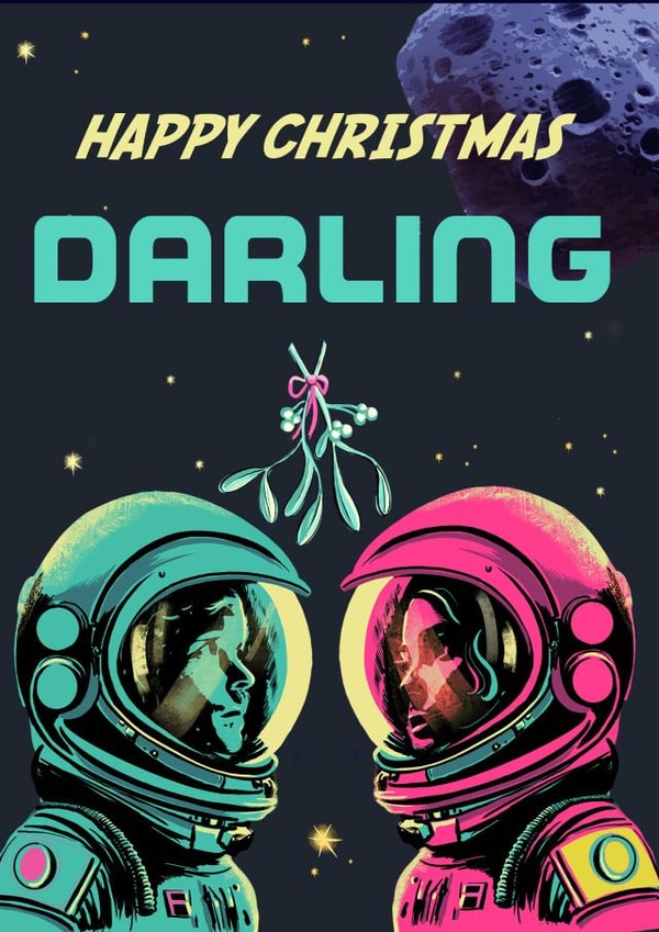Retro Christmas Card - For Her - Happy Christmas Darling created by Rocket68