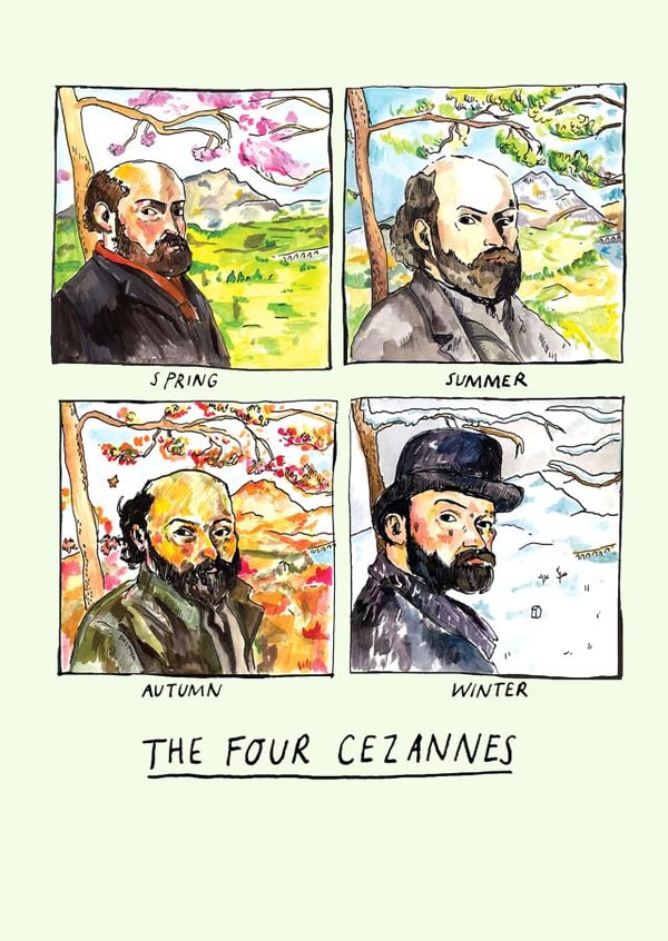 Funny Everyday Card - The Four Cezannes - Paul Cezanne - Silly Art History created by Jelly Armchair
