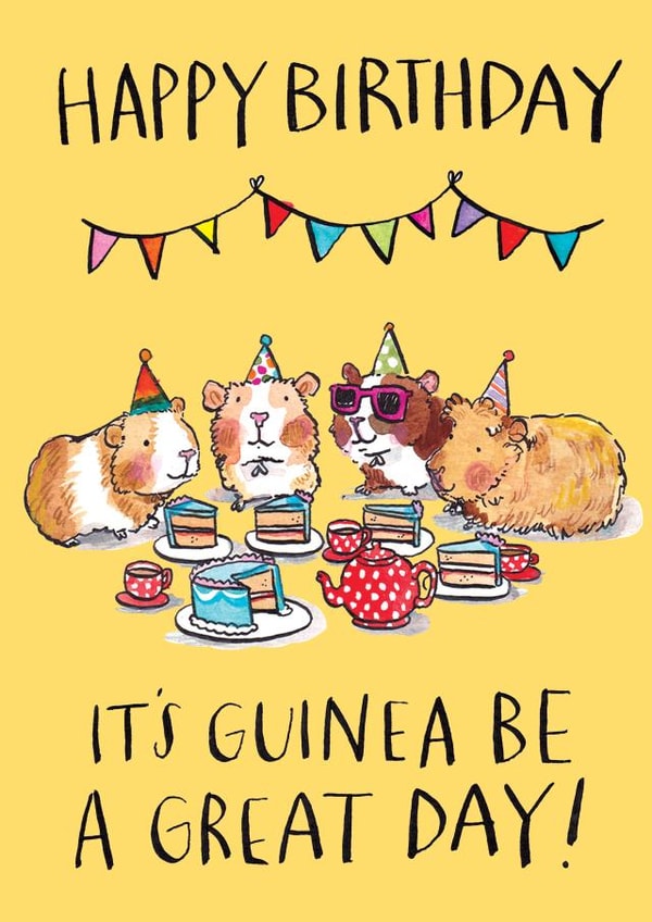 Cute Birthday Card - Guinea Pig Tea Party created by Jelly Armchair