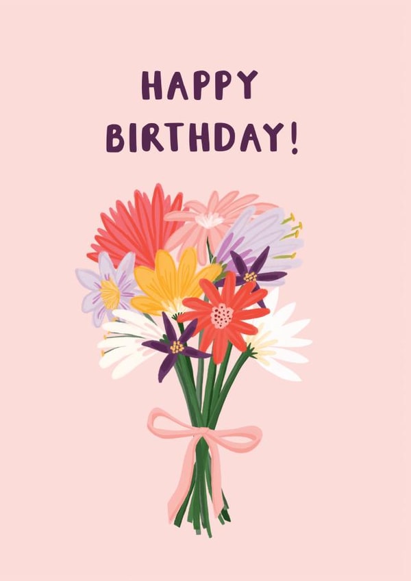Pretty Bunch Of Flowers Birthday Card - For Her created by Picture Purrfect Cards