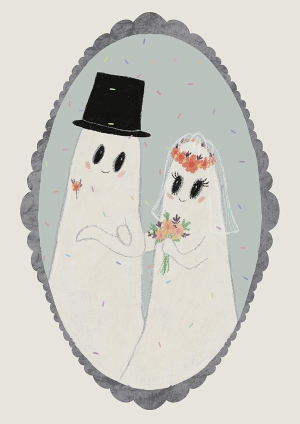 Cute Wedding Card - Ghosts - Illustration - Gothic created by Mama Love Crafts