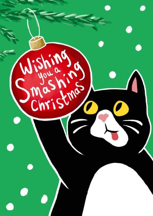 Funny Christmas Card - Cat - Illustration - Bauble created by Running with Scissors