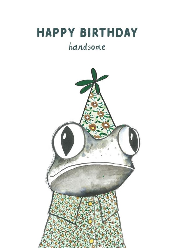 Cute Birthday Card - Frog - Arty - Handsome created by Rosie Made A Thing