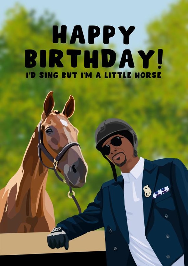 Funny Birthday Card - Snoop Dog - Olympics Equestrian created by Pink Peach Cards