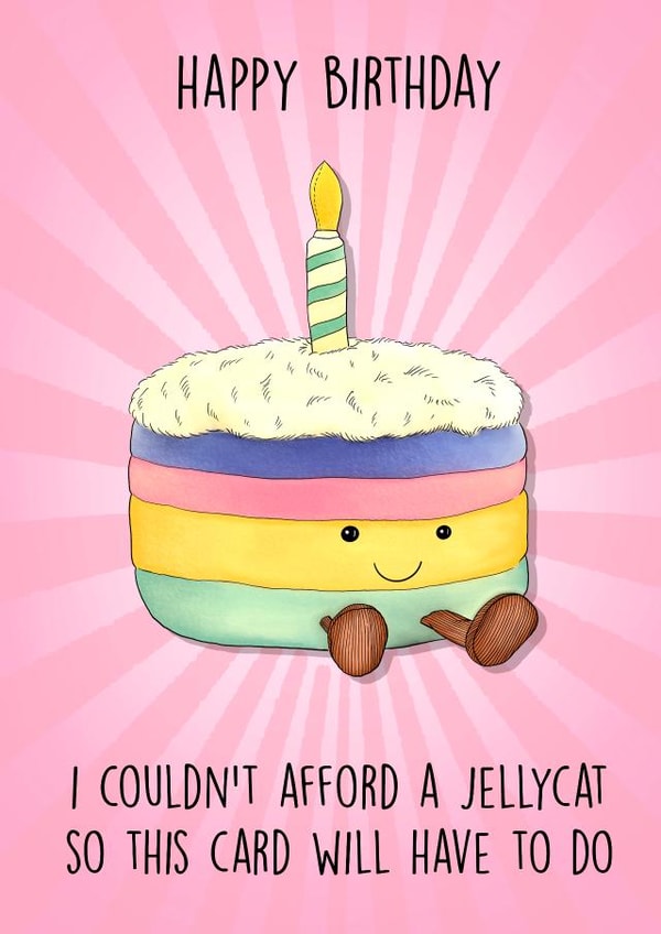 Cute Birthday Card - Jellycat - Cake created by Poppy & Mabel 