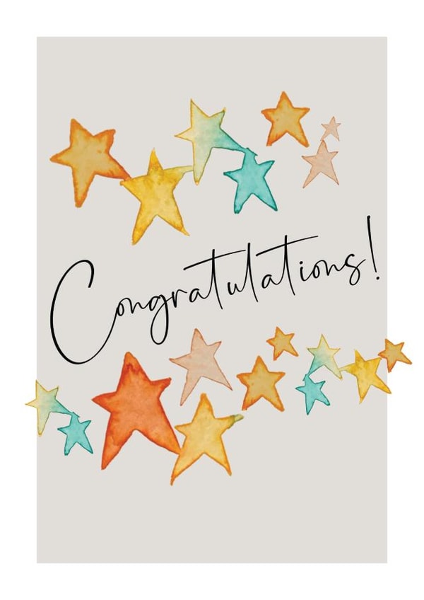 Congratulations Card - Watercolour - Stars created by Heather Trefusis Art