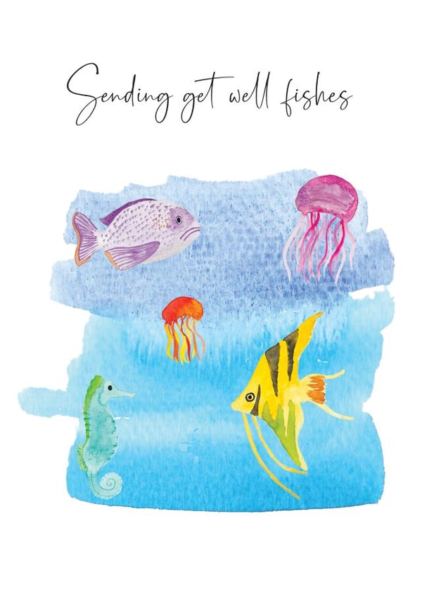 Arty Get Well Card - Fish - Sending Get Well Fishes created by Heather Trefusis Art