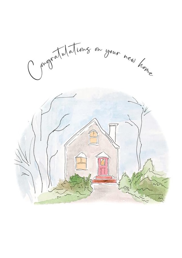 Classic Congratulations Card - New Home - Watercolour created by Heather Trefusis Art