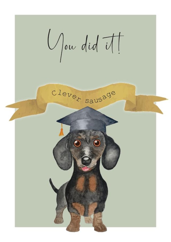 Cute Congratulations Card - Dog - Watercolour created by Heather Trefusis Art