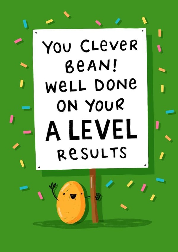 Cute Congratulations Card - A-Level - You Clever Bean! created by Nicola Watson