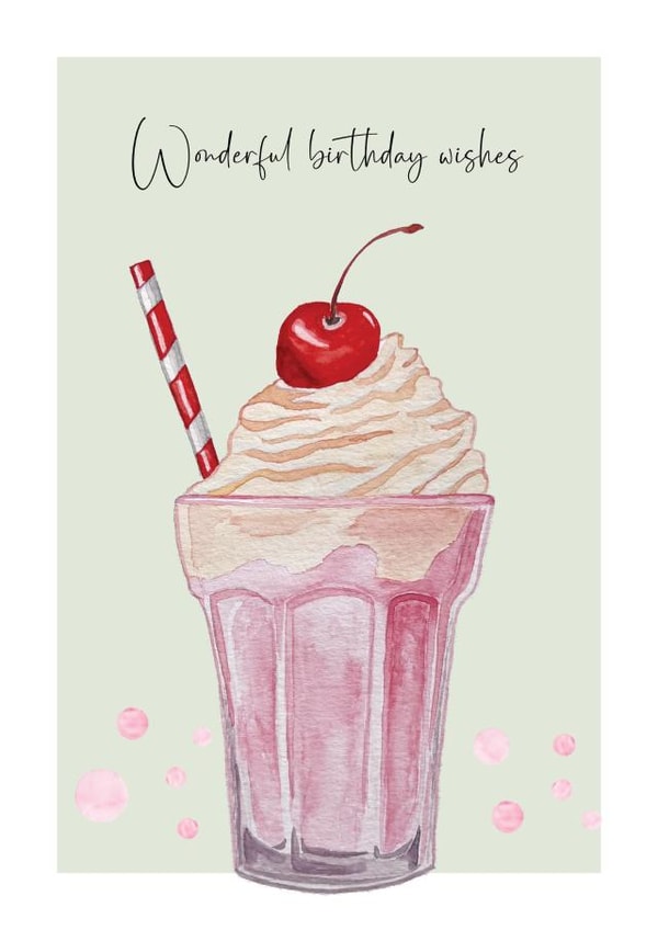 Arty Birthday Card - Milkshake created by Heather Trefusis Art